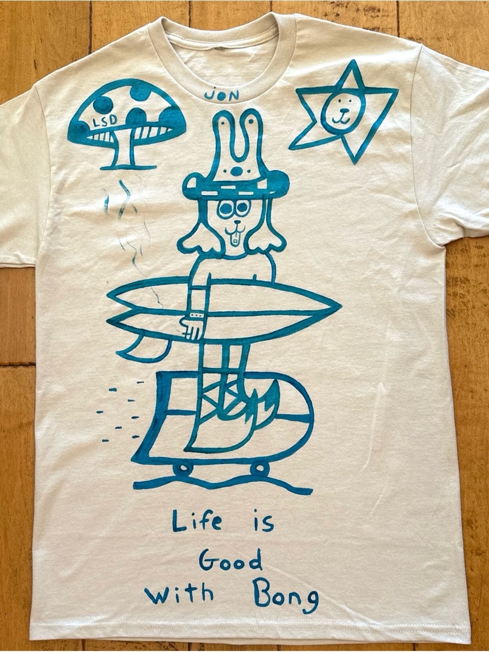 Rare Japan High Fashion T-shirt Size M Vintage 90s Surf Skate Art Rave